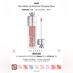 New- Dior Lip Gloss in Sheer Nude Beige